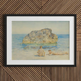 The Sunbathers - Henry Scott Tuke Fine Art Print / Canvas Black Framed Watercolor Beach Scene White Boyhood’s Transitory Reverie, Tuke’s