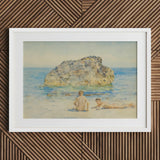 The Sunbathers - Henry Scott Tuke Fine Art Print / Canvas White Framed Beach Scene Two Figures Boyhood’s Transitory Reverie, Tuke’s Brush