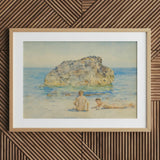 The Sunbathers - Henry Scott Tuke Fine Art Print / Canvas Wooden Framed Beach Scene Natural Finish Boyhood’s Transitory Reverie, Tuke’s