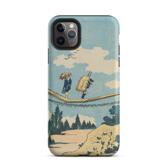 Suspension Bridge - Katsushika Hokusai Phone Case Iphone 11 Pro Max / Matte Vintage-style Illustration Two Figures Rope, Threads Mobile