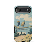 Suspension Bridge - Katsushika Hokusai Phone Case Iphone 17 Air / Matte Teal-colored Phone Case Vintage-style Illustration Two Figures
