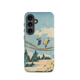 Suspension Bridge - Katsushika Hokusai Phone Case Samsung Galaxy S24 / Matte Phone Case Vintage-style Illustration Two Figures Suspension