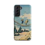Suspension Bridge - Katsushika Hokusai Phone Case Samsung Galaxy S21 Fe / Matte Phone Case Vintage-style Illustration Two Figures