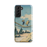 Suspension Bridge - Katsushika Hokusai Phone Case Samsung Galaxy S21 Fe / Gloss Phone Case Vintage-style Illustration Two Figures