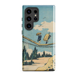 Suspension Bridge - Katsushika Hokusai Phone Case Samsung Galaxy S24 Ultra / Gloss Phone Case Vintage-style Illustration Two Figures