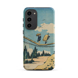 Suspension Bridge - Katsushika Hokusai Phone Case Samsung Galaxy S23 Plus / Matte Phone Case Vintage-style Illustration Two Figures