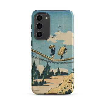 Suspension Bridge - Katsushika Hokusai Phone Case Samsung Galaxy S23 Plus / Matte Phone Case Vintage-style Illustration Two Figures