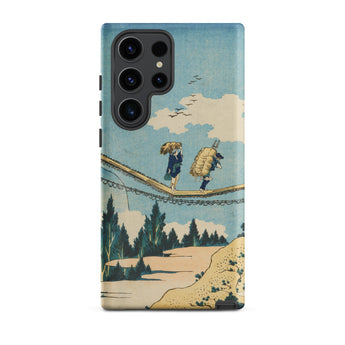Suspension Bridge - Katsushika Hokusai Phone Case Samsung Galaxy S23 Ultra / Matte Phone Case Vintage-style Illustration Two Figures