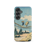 Suspension Bridge - Katsushika Hokusai Phone Case Samsung Galaxy S25 / Matte Phone Case Vintage-style Illustration Two Figures Suspension