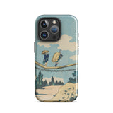 Suspension Bridge - Katsushika Hokusai Phone Case Iphone 16 Pro / Gloss Phone Case Vintage-style Illustration Two Figures Suspension Bridge
