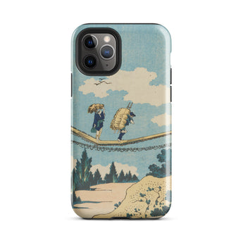 Suspension Bridge - Katsushika Hokusai Phone Case Iphone 11 Pro / Gloss Phone Case Vintage-style Illustration Two Figures Suspension Bridge