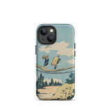 Suspension Bridge - Katsushika Hokusai Phone Case Iphone 13 Mini / Matte Vintage-style Phone Case Illustration Two Figures Suspension