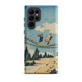 Suspension Bridge - Katsushika Hokusai Phone Case Samsung Galaxy S22 Ultra / Matte Phone Case Vintage-style Illustration Two Figures