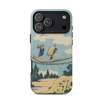 Suspension Bridge - Katsushika Hokusai Phone Case Iphone 17 Pro Max / Matte Phone Case Vintage-style Illustration Two Figures Suspension