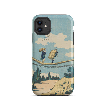 Suspension Bridge - Katsushika Hokusai Phone Case Iphone 11 / Matte Phone Case Vintage-style Illustration Two Figures Suspension Bridge