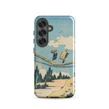 Suspension Bridge - Katsushika Hokusai Phone Case Samsung Galaxy S25 / Gloss Phone Case Vintage-style Illustration Two Figures Suspension