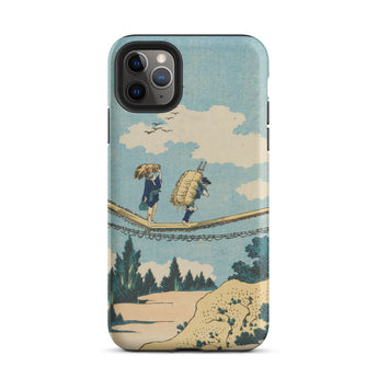 Suspension Bridge - Katsushika Hokusai Phone Case Iphone 11 Pro Max / Matte Phone Case Vintage-style Illustration Two Figures Rope Bridge