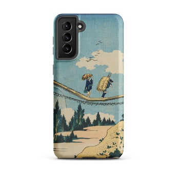 Suspension Bridge - Katsushika Hokusai Phone Case Samsung Galaxy S21 Plus / Matte Vintage-style Illustration Two Figures Iphone, Threads