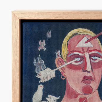 Framed Canvas Painting Stylized Portrait Red Pink Tones Sustained Comedy, Marsden Hartley’s, Opens, Stare Two Arrows, Late Maine, Years,
