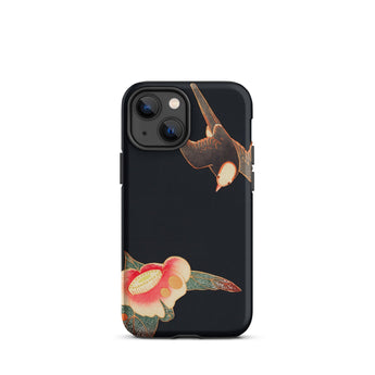 Swallow & Camellia - Ito Jakuchu Iphone Case, 13 Mini / Matte, Black Phone Case Bird Flower Design