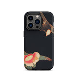 Swallow & Camellia - Ito Jakuchu Iphone Case, 14 Pro / Matte, Black Phone Case Bird Flower Design
