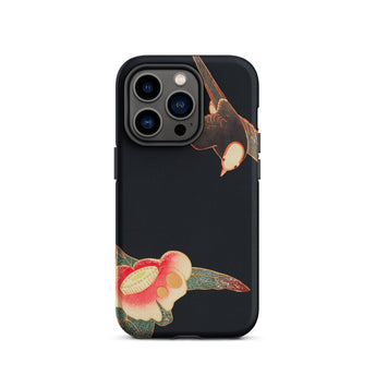 Swallow & Camellia - Ito Jakuchu Iphone Case, 14 Pro / Matte, Black Phone Case Bird Flower Design