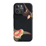 Swallow & Camellia - Ito Jakuchu Iphone Case, 16 Pro Max / Matte, Black Phone Case Bird Flower Design