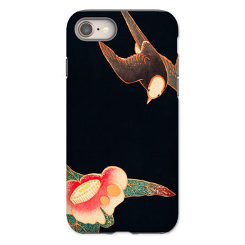 Swallow & Camellia - Ito Jakuchu Iphone Case, 8 / Matte, Phone Case Bird Flower Design Dark Background
