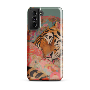 Sweet Dreams - Bengal Tiger Surrealism Phone Case Samsung Galaxy S21 Plus / Gloss Vibrant Phone Case Tiger Orange Black Stripes Colorful