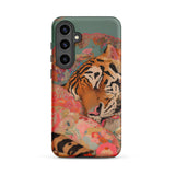 Sweet Dreams - Bengal Tiger Surrealism Phone Case Samsung Galaxy S24 Plus / Matte Vibrant Phone Case Tiger Orange Black Stripes Colorful