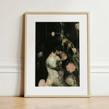 Sweet Surrender - Gay Neo-romantic Art Print / Canvas Framed Romantic Darkly Lit Scene Two, Embrace, Blush Pink Bloom Prints