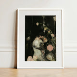 Sweet Surrender - Gay Neo-romantic Art Print / Canvas Framed Romantic Moody Scene Two Figures, Embrace Lit, Blush Pink Bloom Prints