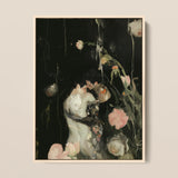 Sweet Surrender - Gay Neo-romantic Art Print / Canvas Framed Painting Romantic Embrace Two Figures Surrounded Delicate, Lit, Blush Pink