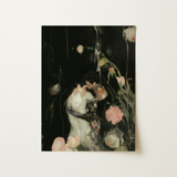 Sweet Surrender - Gay Neo-romantic Art Print / Canvas Rectangular Painting Romantic Embrace Two Figures Surrounded, Lit, Blush Pink Bloom