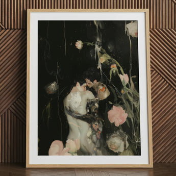 Sweet Surrender - Stampa artistica neo-romantica gay, 24x32’’ / 61x81cm / Cornice naturale / Passe-partout, Poster, stampe e arte visiva, Toby Leon