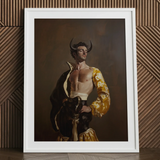 Swish Pricks - Gay Matador Fashionista Art Print / Canvas Framed Painting Muscular Man Black Horns Yellow Flamenco-style Gay Matador’s