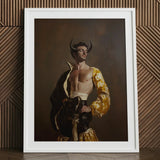 Swish Pricks - Gay Matador Fashionista Art Print / Canvas Framed Painting Muscular Man Black Horns Yellow Flamenco-style Matador’s Bravado,