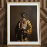 Swish Pricks - Gay Matador Fashionista Art Print / Canvas Framed Portrait Muscular Man Dark Horns Ornate Yellow Matador’s Bravado, Meets