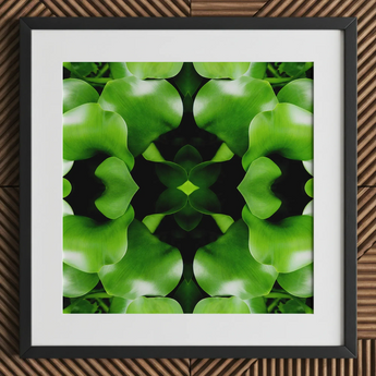 Take me to your Leader - Trippy Leaves Op Art Print / Canvas Framed Art Print Symmetrical Kaleidoscopic Pattern Vibrant Green Botanical Op