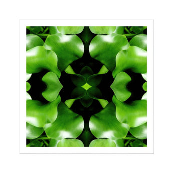Take me to your Leader - Trippy Leaves Op Art Print / Canvas Kaleidoscopic Pattern Bright Green Apple Shapes Arranged Symmetrically