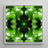 Take me to your Leader - Trippy Leaves Op Art Print / Canvas Square-framed Abstract Botanical Art Print Symmetrical Kaleidoscopic Pattern