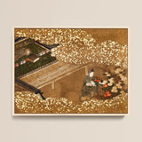 Tale of Genji - Japanese Garden Woodblock Art Print / Canvas, 16x12’’ / 41x31cm / Natural Frame, Posters Prints & Visual Artwork, Toby Leon
