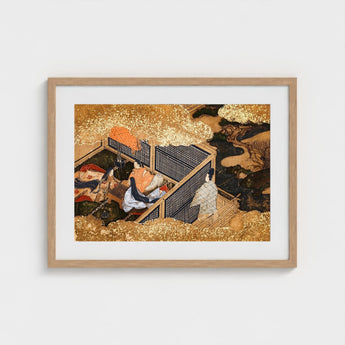 Tale of Genji - Japanese Courtly Aesthetics Art Print / Canvas Kneels Beneath, Rolled-back Eaves Prints