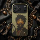 On Target - Black Gay Biker Queen Phone Case Olive-green Phone Case Printed Portrait Person Curly Hair Black Gay Biker, Biker Queen, Queen