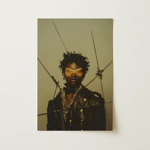 On Target - Tamil Gay Motorcycle Queen Art Print / Canvas Black Leather Jacket Silver Hardware Layered Gold Chains Caught,