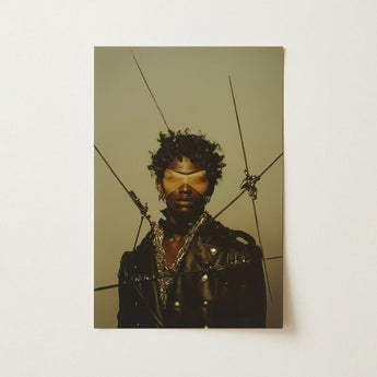 On Target - Tamil Gay Motorcycle Queen Art Print / Canvas Black Leather Jacket Silver Hardware Layered Gold Chains Caught,