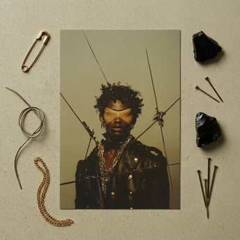 On Target - Tamil Gay Motorcycle Queen Art Print / Canvas Portrait Photograph Person Dark Curly Hair Black Leather Caught,