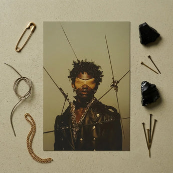 On Target - Tamil Gay Motorcycle Queen Art Print / Canvas Portrait Photograph Person Dark Curly Hair Black Leather Caught,