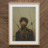 On Target - Tamil Gay Motorcycle Queen Art Print / Canvas Wooden Framed Portrait Person Dark Hair Sunglasses Caught, Mid-transfiguration,