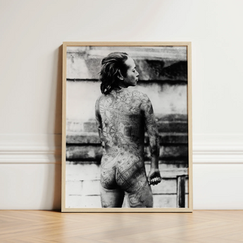 Tattooed Betto - Sexy Japanese Horse-man Art Print / Canvas Black-and-white Framed Photograph Person Intricate Tattoos Arms Light Irezumi,